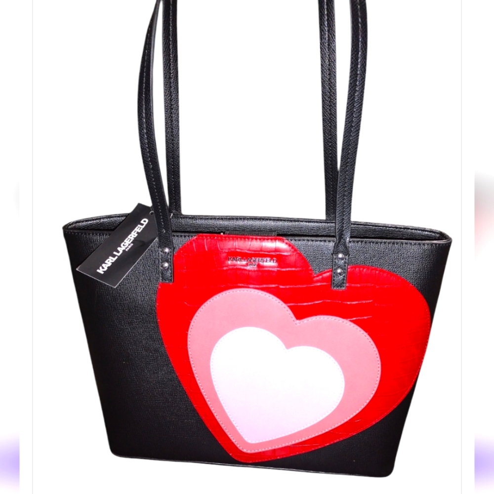 NWT Karl lagerfeld Paris Maybelle tote bag with heart design